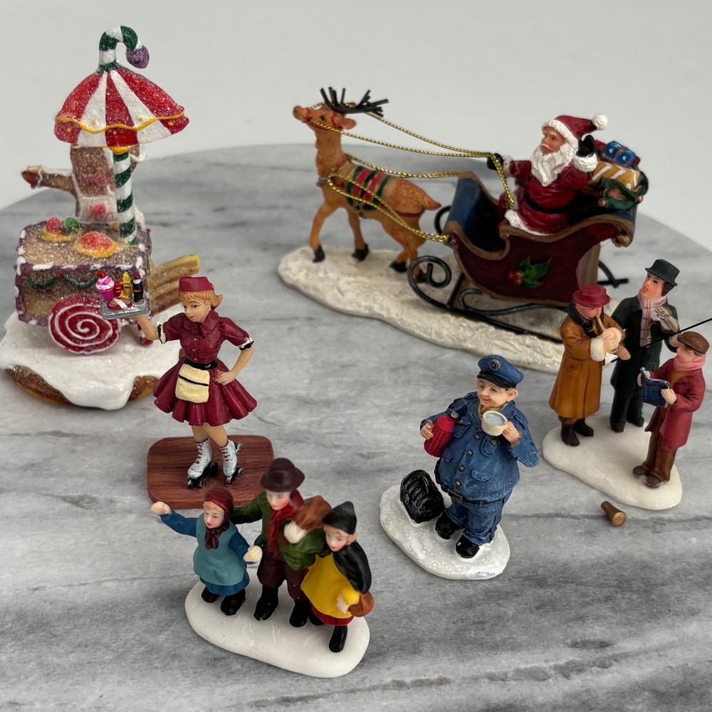 Owell Christmas Village Figurines and others Santa Sleigh Carolers Diner